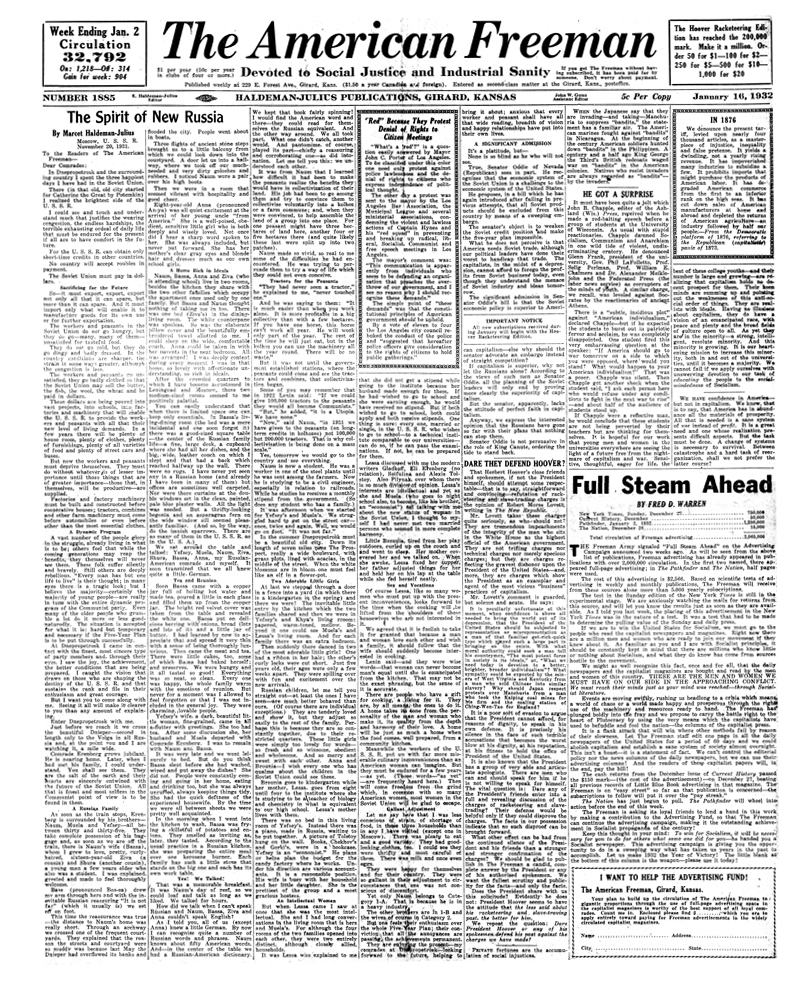 The American Freeman, Number 1885, Jan. 16, 1932